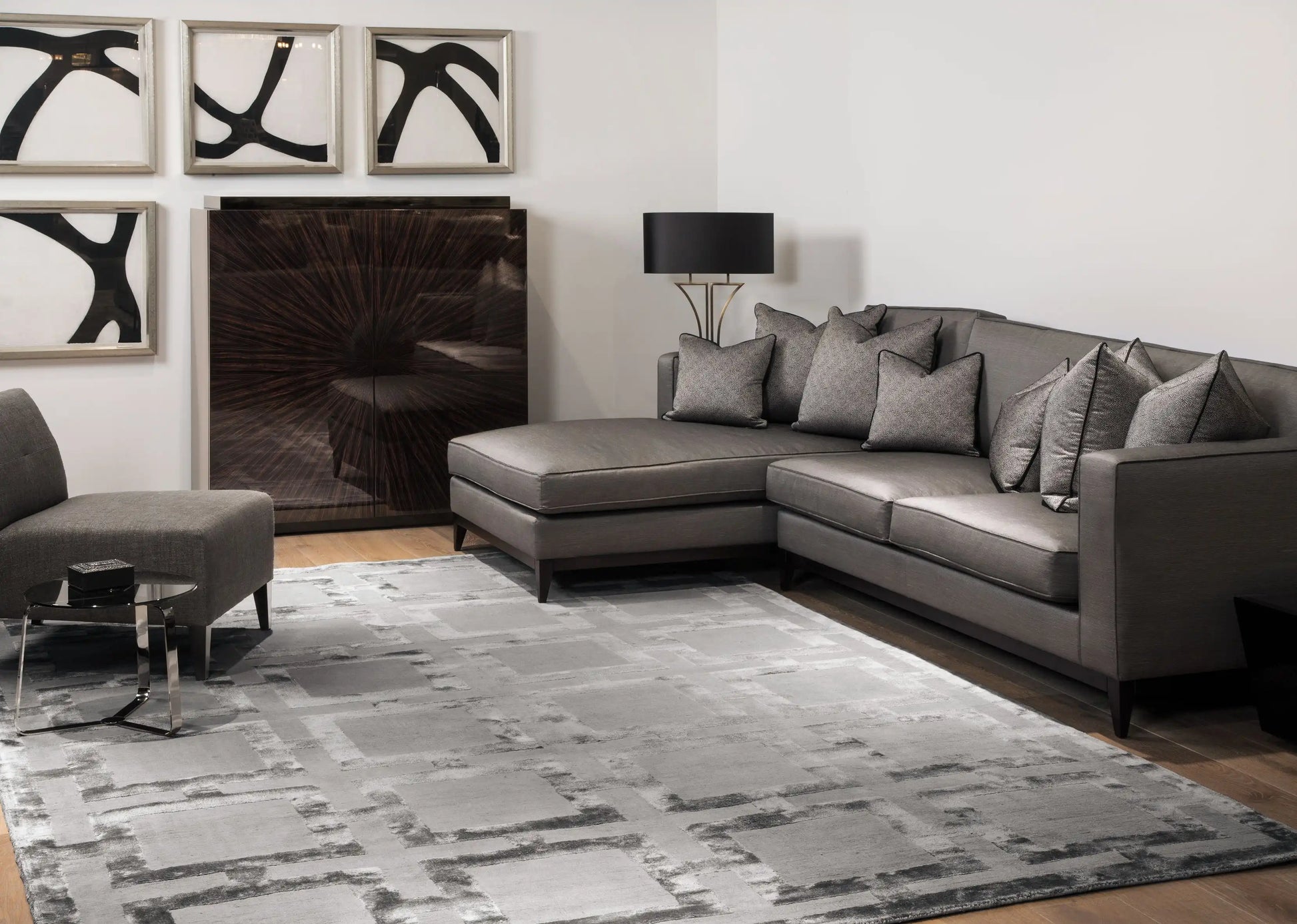 Asiatic eaton steel Grey Living Room Geometric Rug.