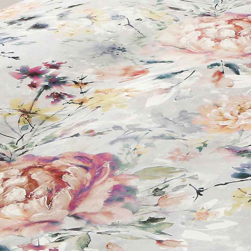 Eden Floral Bedding Duvet Cover and Pillowcase in Grey