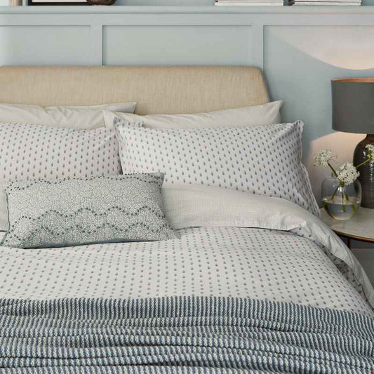 Edie Organic Cotton Bedding Duvet Cover and Pillowcase and Pillowcase By Murmur in Lough Green