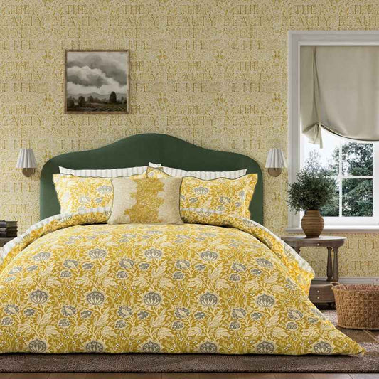 Elmcote Floral Bedding by Morris & Co in Sunflower Yellow