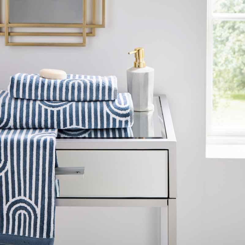 Empire Geometric Cotton Towels by Helena Springfield in Blue