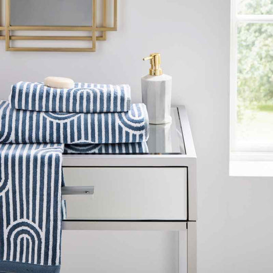 Empire Geometric Cotton Towels by Helena Springfield in Blue