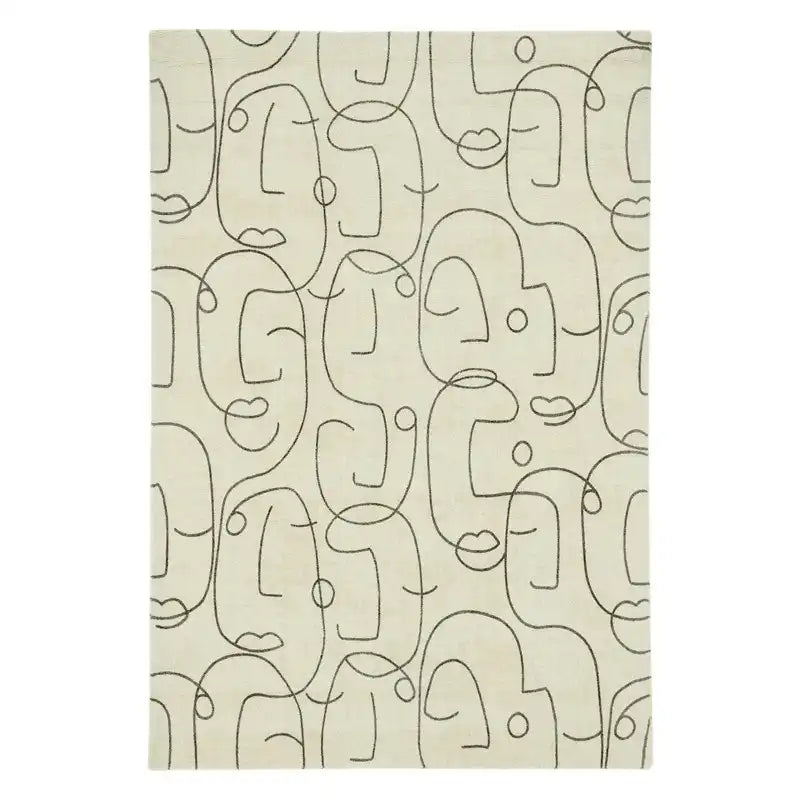 Scion scion screen printed epsilon charcoal 023801 Ivory Living Room Geometric Rug.