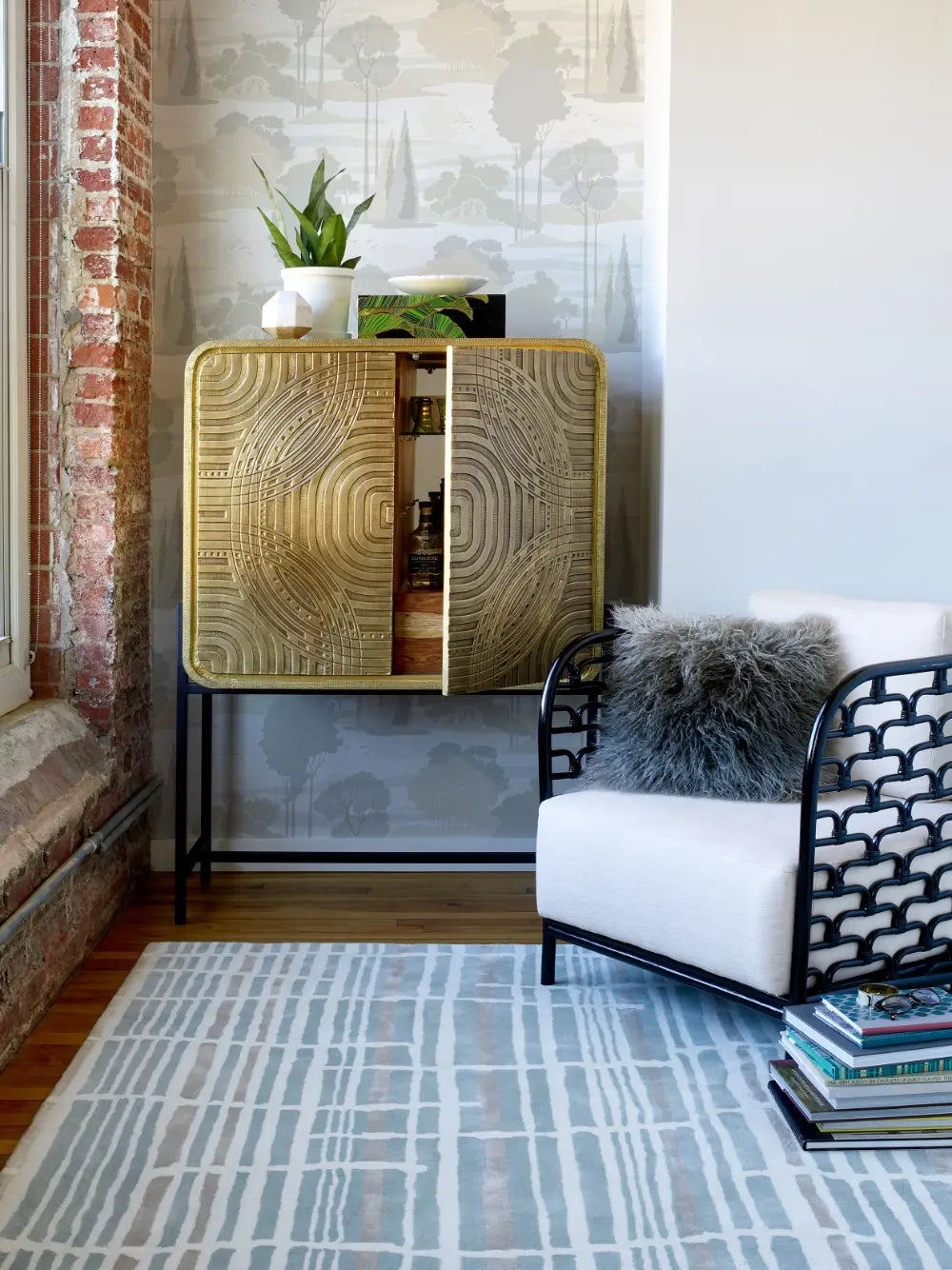 Tortoiseshell Stripe Florence Broadhurst Jade 039808 Rug