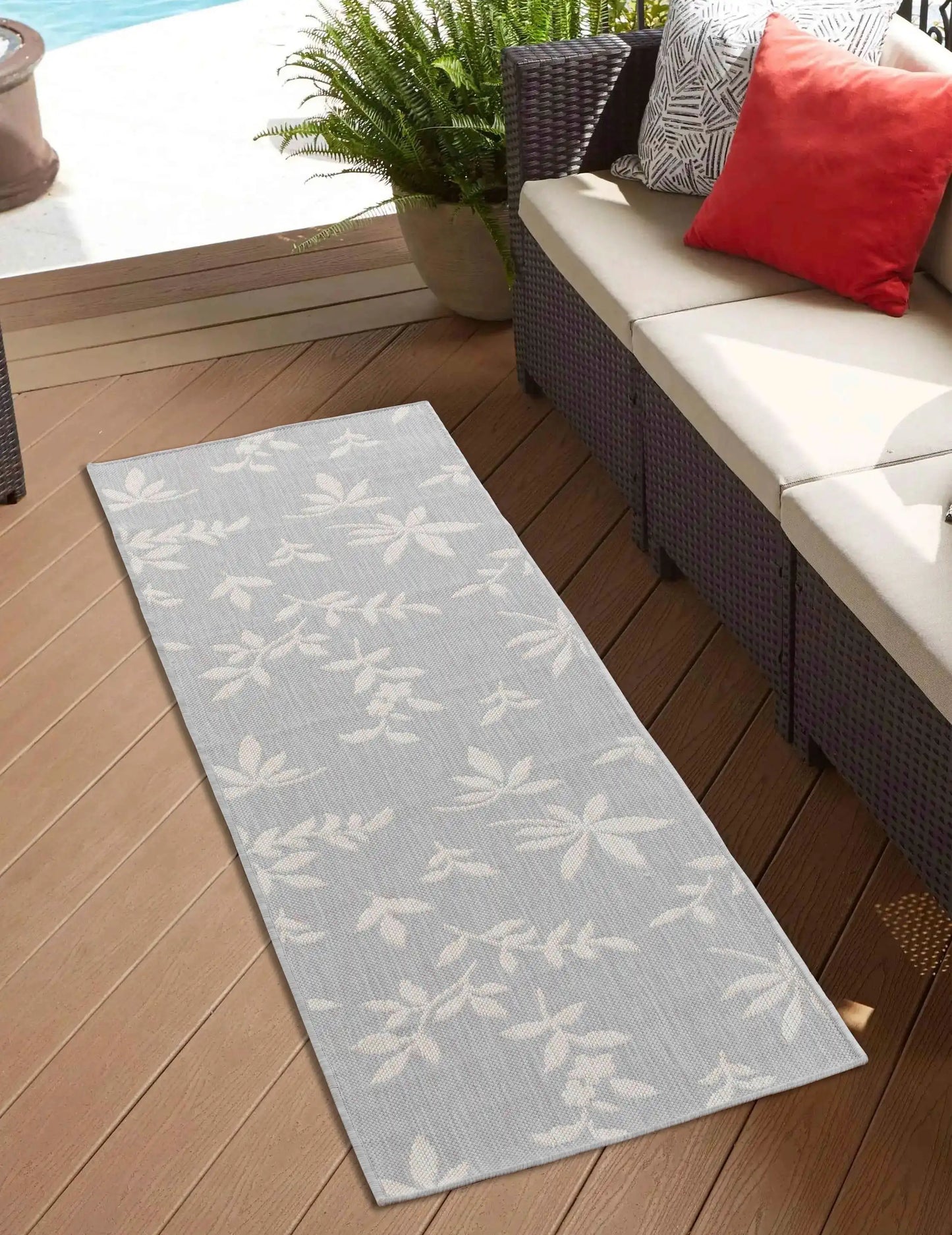 Sky Outdoor Flower Silver Rug