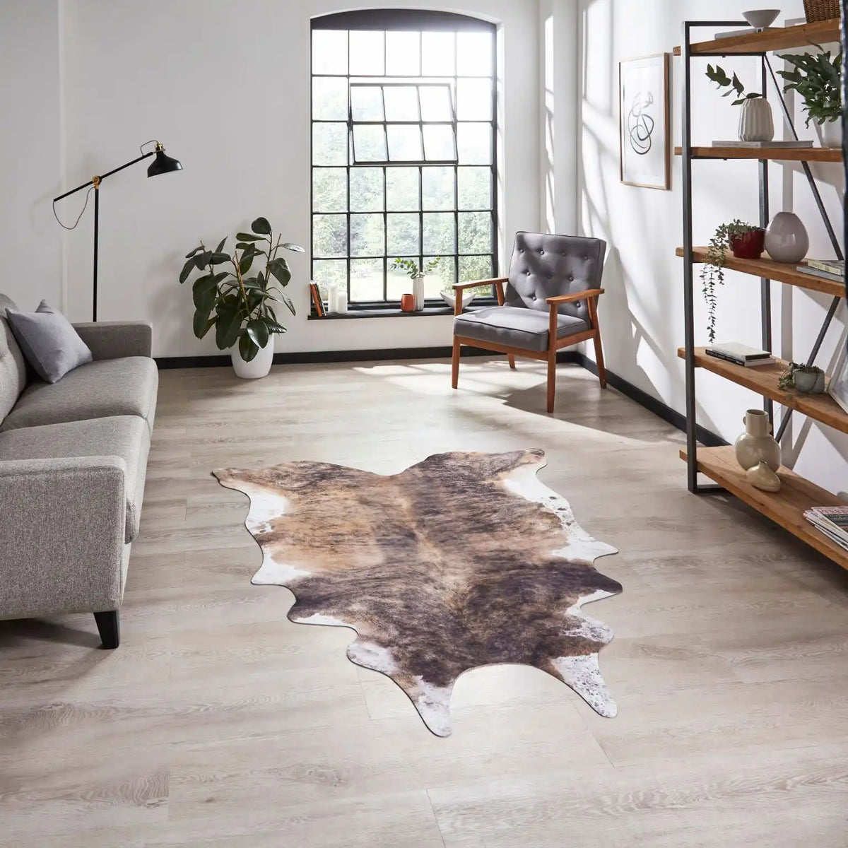 Faux Animal Print Cow Print Brown And White Rug RS