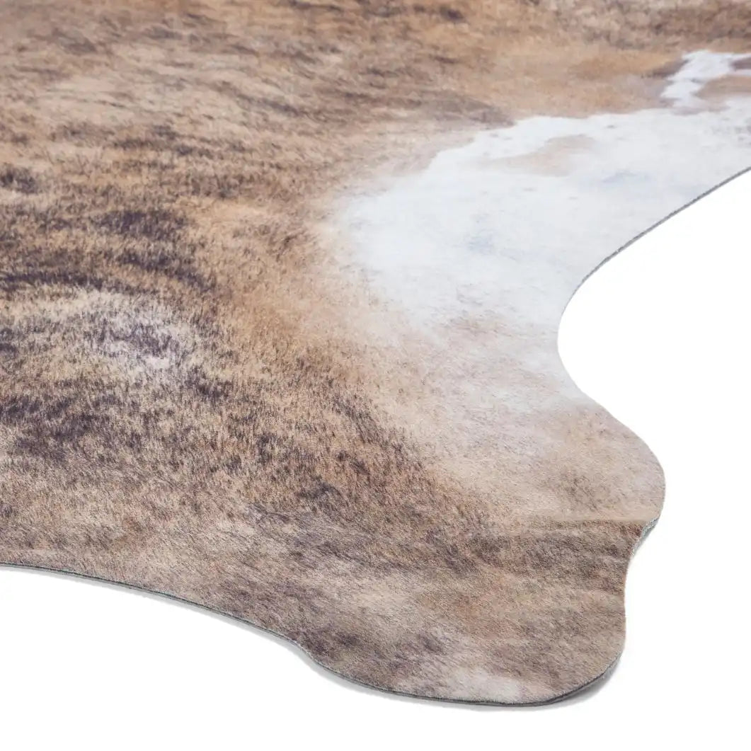 Faux Animal Print Cow Print Brown And White Rug RS