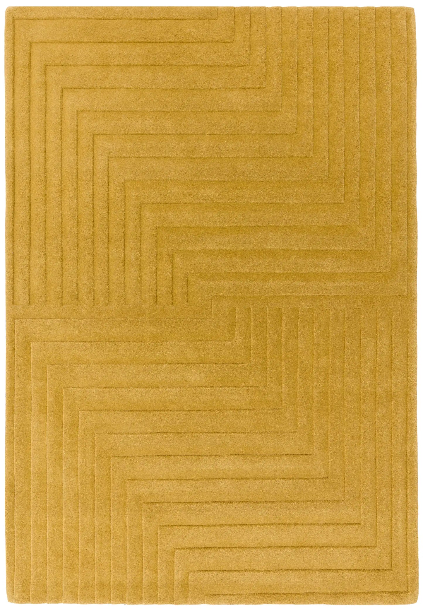 Asiatic form ochre Yellow  Wool Rug.