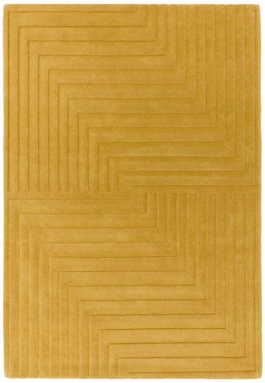 Asiatic form ochre Yellow  Wool Rug.