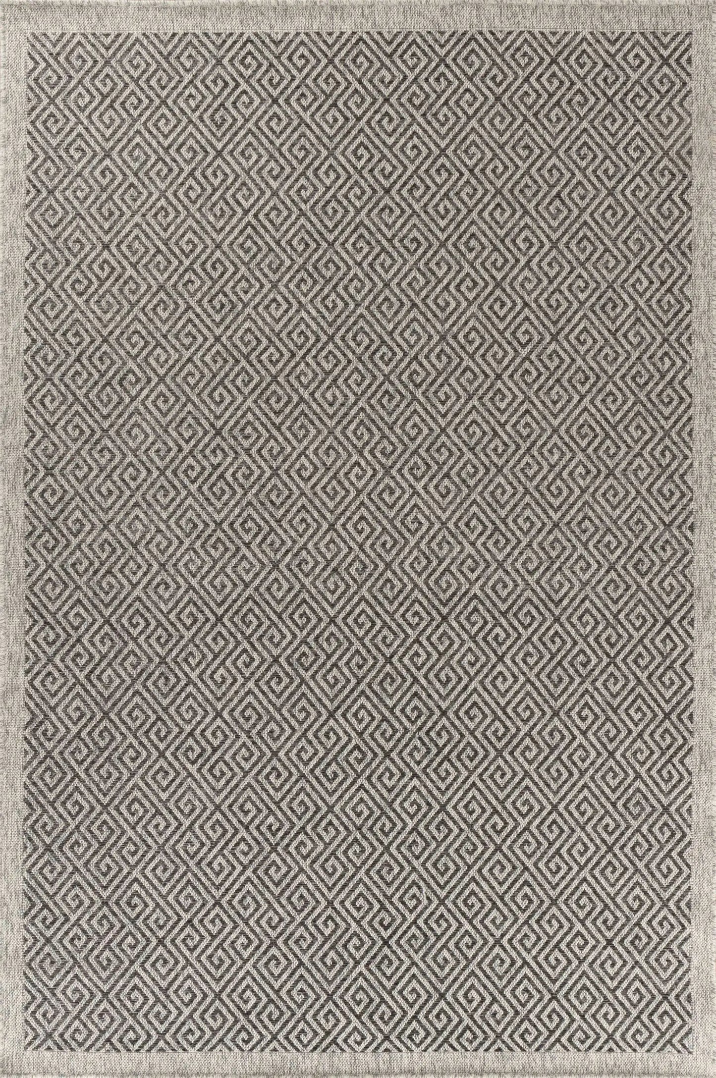 Harper Outdoor Greek Key Dark Grey Rug