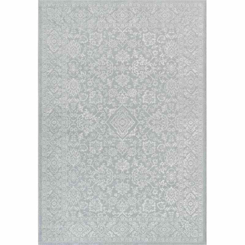 Geo 410004 2161 Traditional Medallion Rugs in Silver Grey