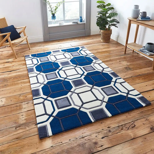 HK 9238 Ivory Navy Rug RS
