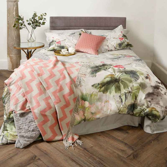 Harper Botanical Floral Bedding Duvet Cover and Pillowcase in Grey