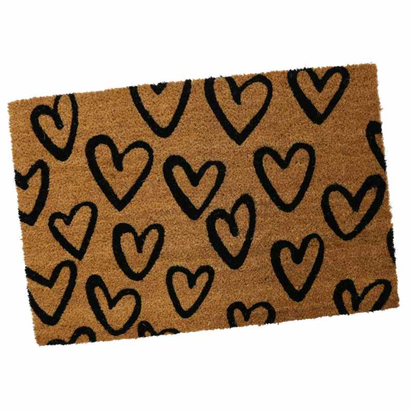 Hearts Coir Doormats in Natural