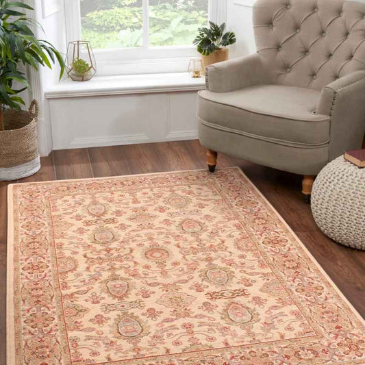 Keshan Supreme Herati Traditional Rugs in Cream