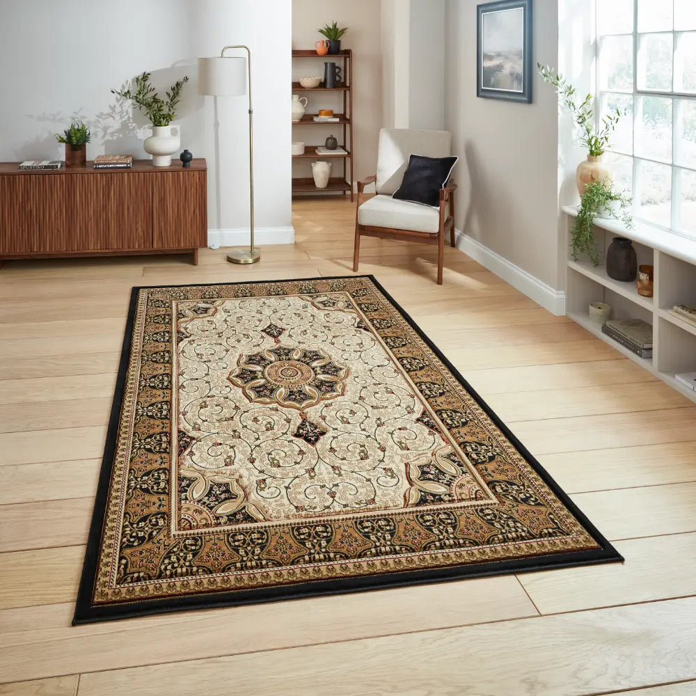 Heritage 4400 Black Cream Rug RS