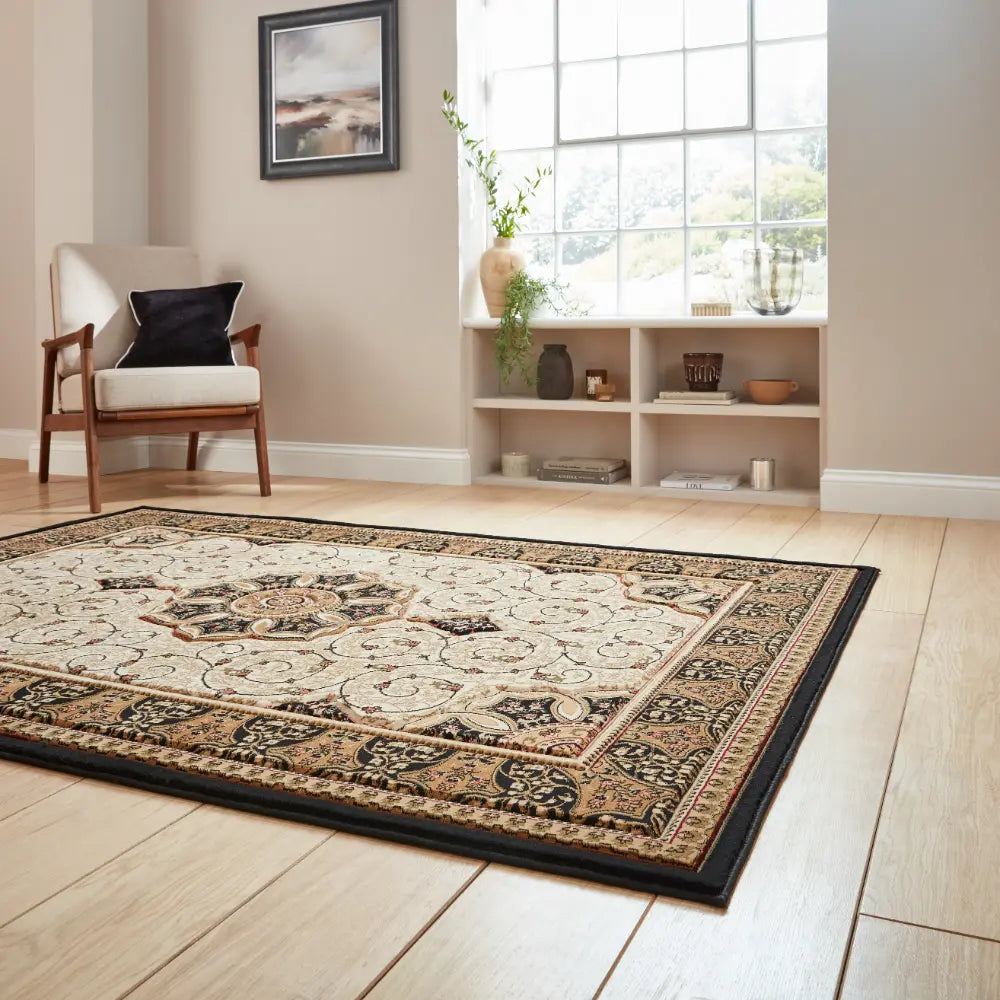 Heritage 4400 Black Cream Rug RS