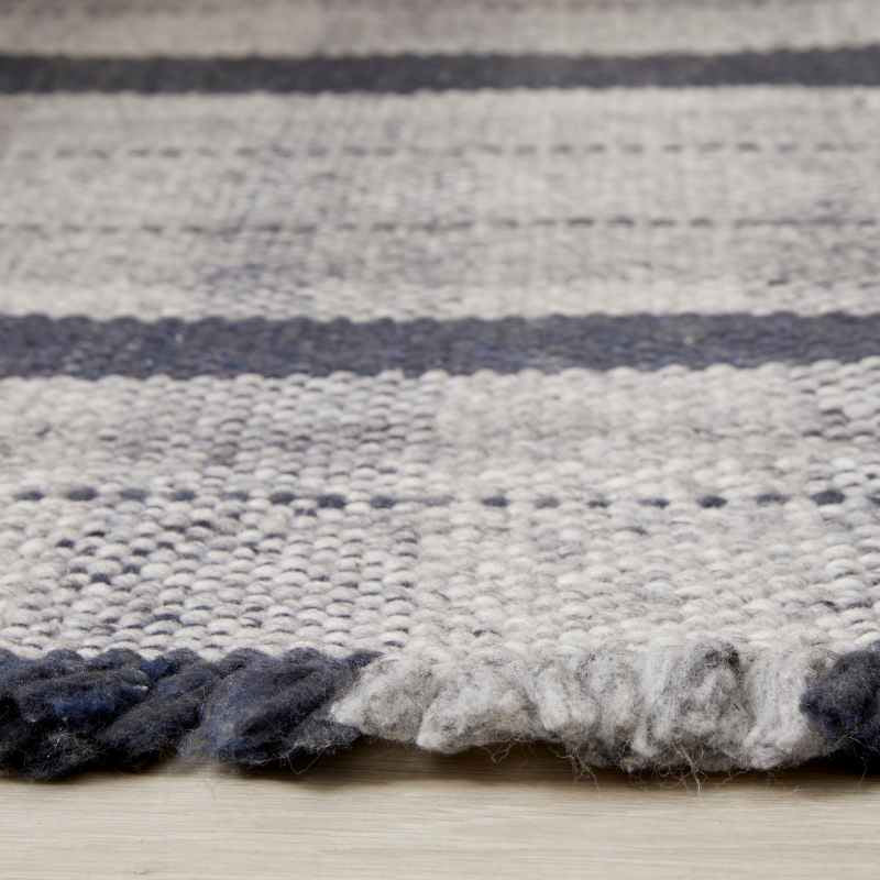 Highland Check Tartan Recycled Runner Rugs in Navy Blue
