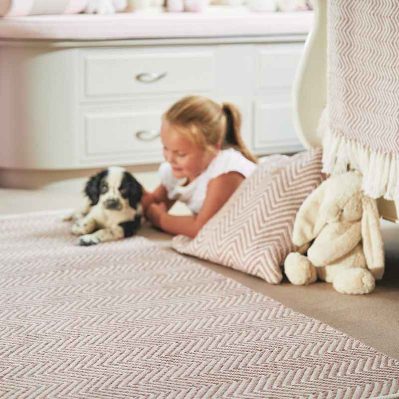 Hug Rug Reversible Woven Herringbone Rugs in Pink