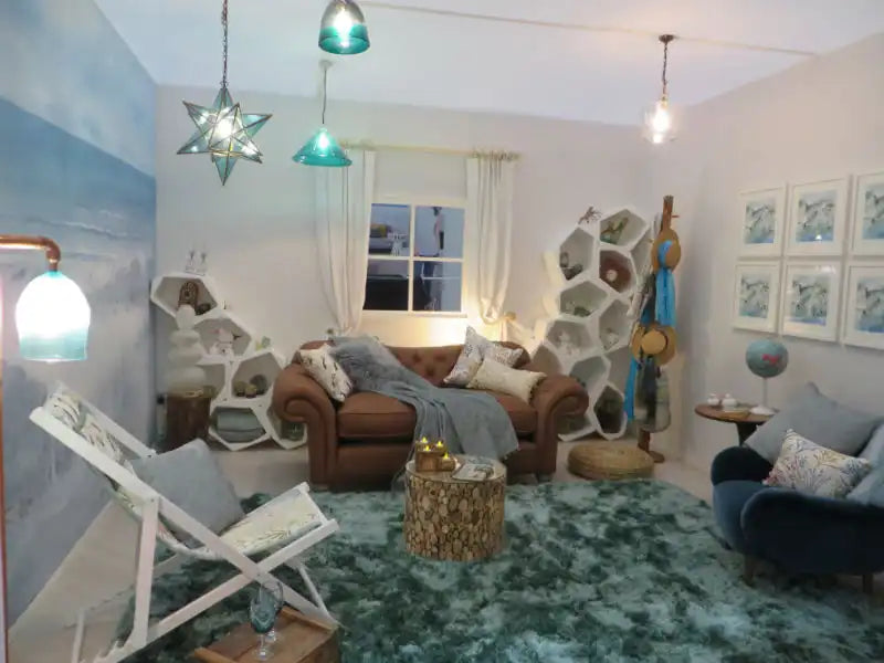 Asiatic plush plush ocean Blue, Green Living Room Shaggy Rug.