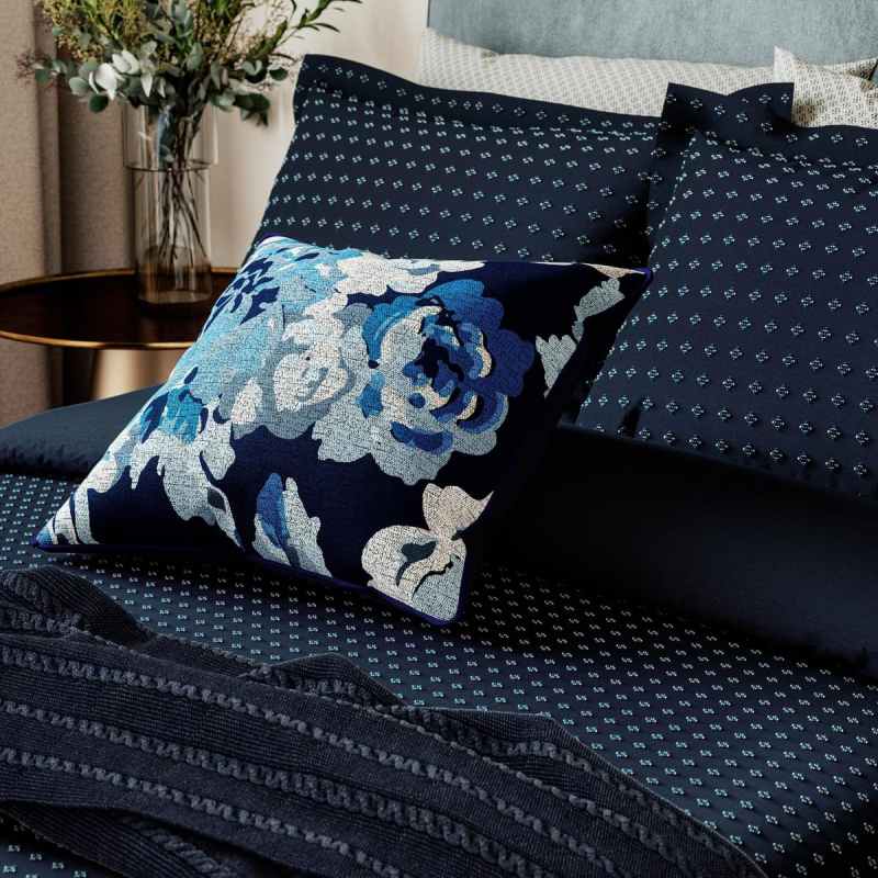 Imara Textured Bedding by Bedeck of Belfast in Navy Blue