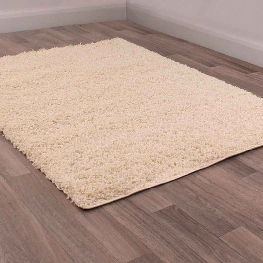 Indulgence Plain Shaggy Rugs in Ivory White