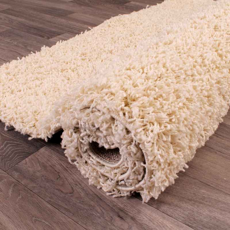 Indulgence Plain Shaggy Rugs in Ivory White