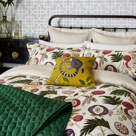 Jackfruit Designer Bedding Duvet Cover and Pillowcase By Sanderson in Fig Olive Green