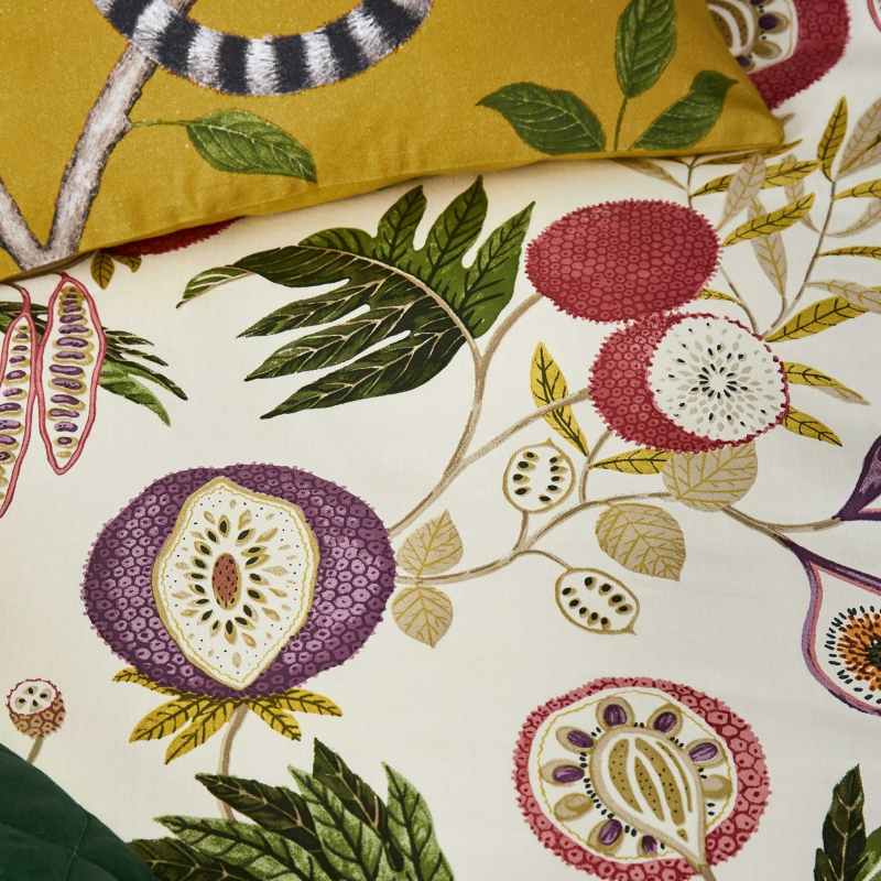 Jackfruit Designer Bedding Duvet Cover and Pillowcase By Sanderson in Fig Olive Green