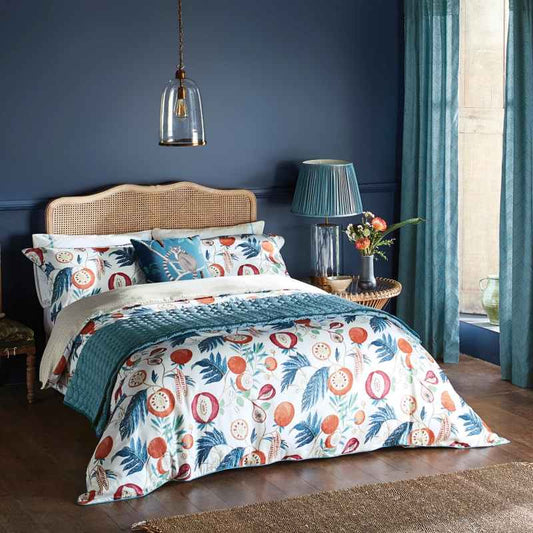 Jackfruit Designer Bedding Duvet Cover and Pillowcase By Sanderson in Indigo