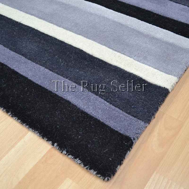 Jazz Stripes Wool Rugs in Grey