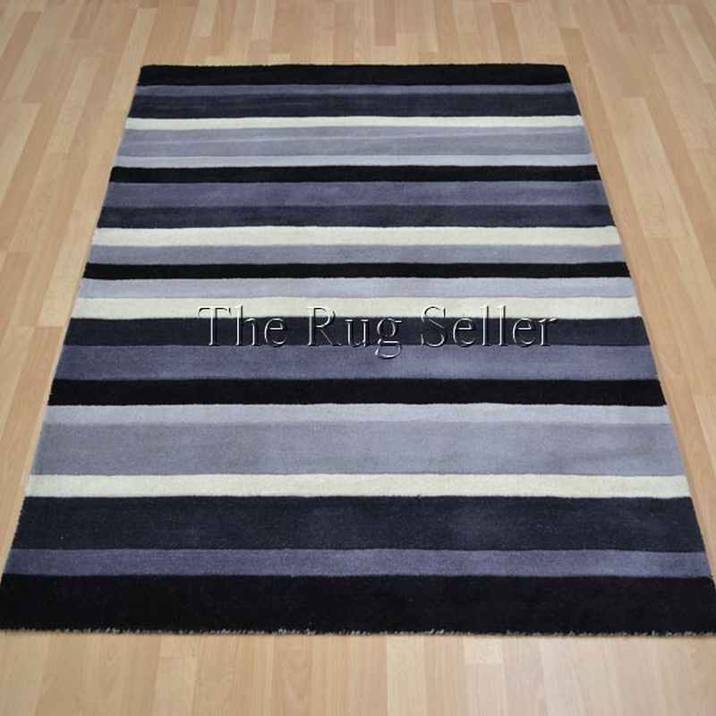 Jazz Stripes Wool Rugs in Grey