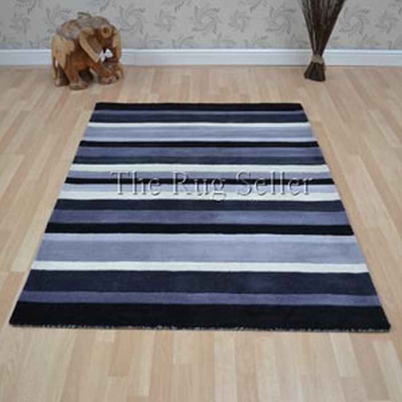 Jazz Stripes Wool Rugs in Grey