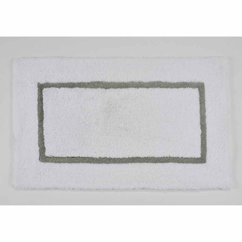 Luxury Karat Bordered Bath Mat 900 by Designer Abyss & Habidecor White Silver