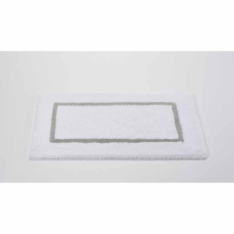 Luxury Karat Bordered Bath Mat 900 by Designer Abyss & Habidecor White Silver