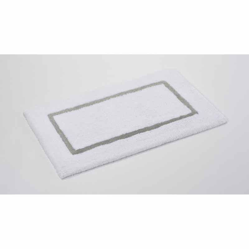 Luxury Karat Bordered Bath Mat 900 by Designer Abyss & Habidecor White Silver