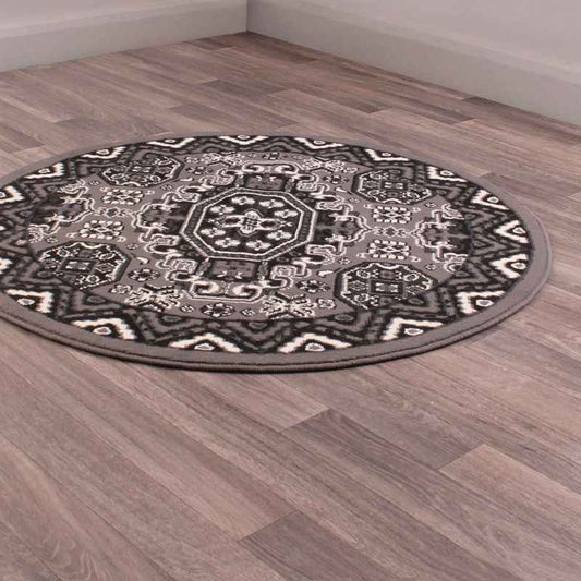 Kayo Circular Rugs in Grey by Rugstyle