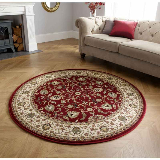 Kendra Traditional Round Circle Rug 137 R in Red