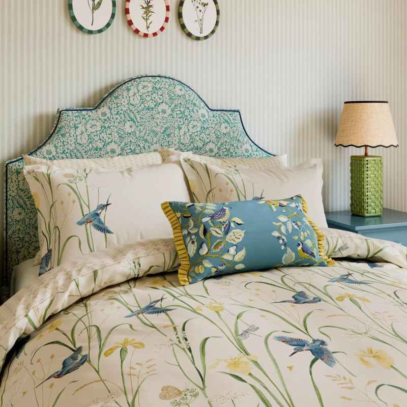 Kingfisher & Iris Bedding by Sanderson x National Trust in Azure Linen