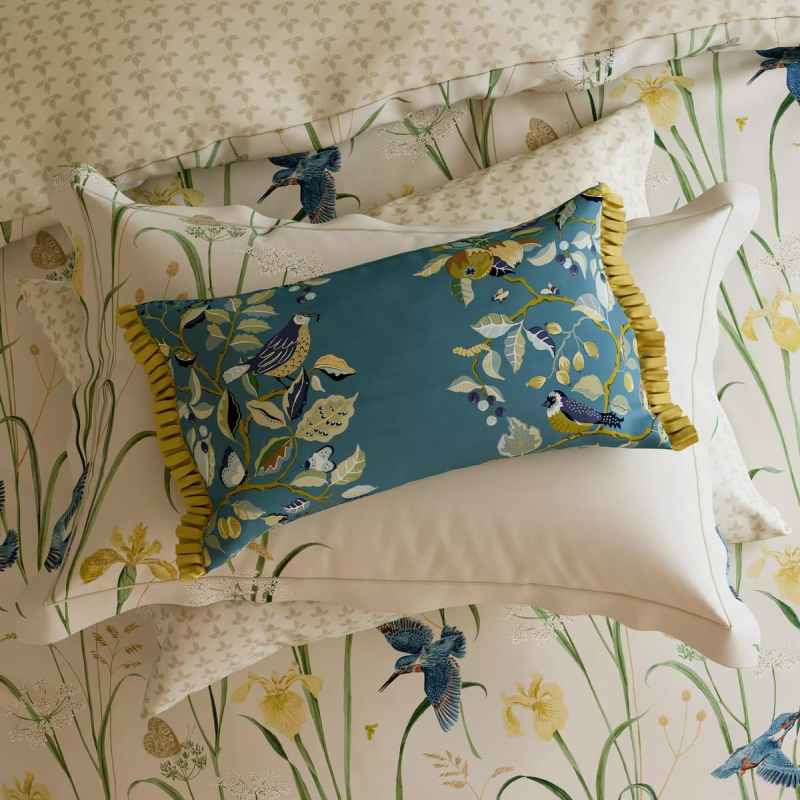 Kingfisher & Iris Bedding by Sanderson x National Trust in Azure Linen