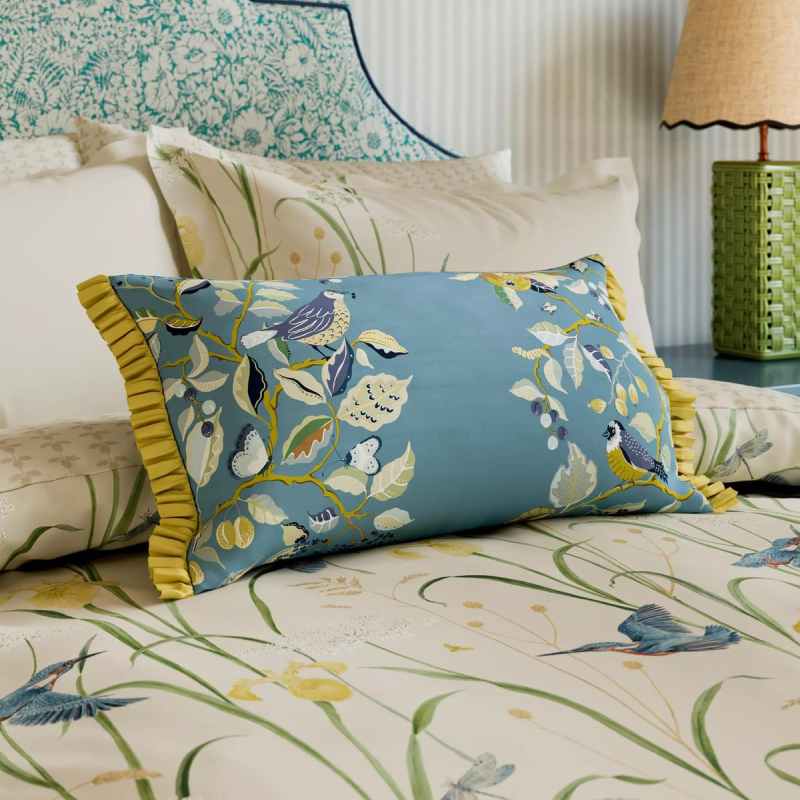 Kingfisher & Iris Bedding by Sanderson x National Trust in Azure Linen