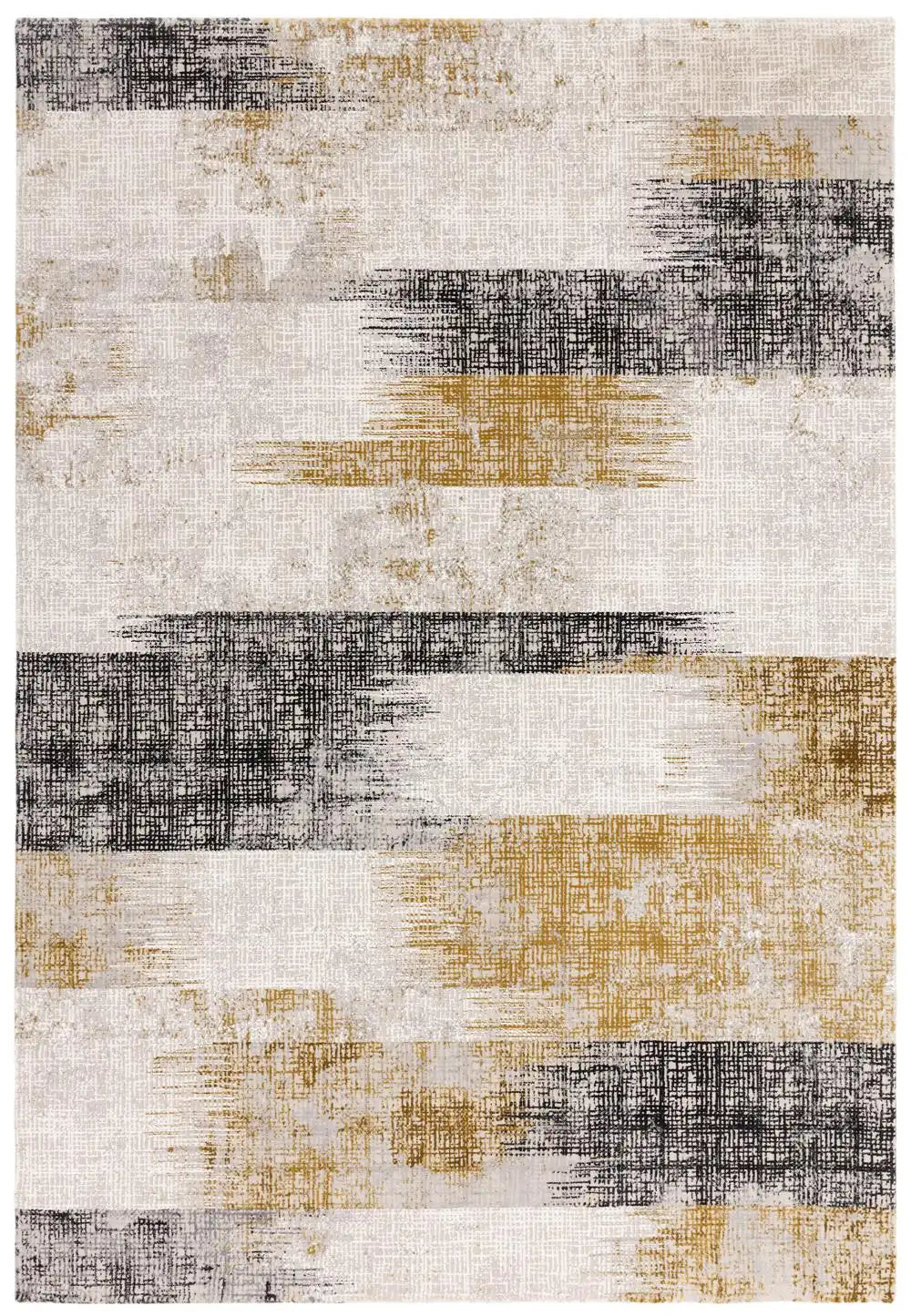 Asiatic kuza lines gold Grey, Yellow, Multicoloured Living Room  Rug.