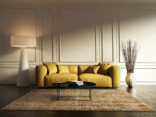 Asiatic kuza abstract gold Yellow Living Room  Rug.