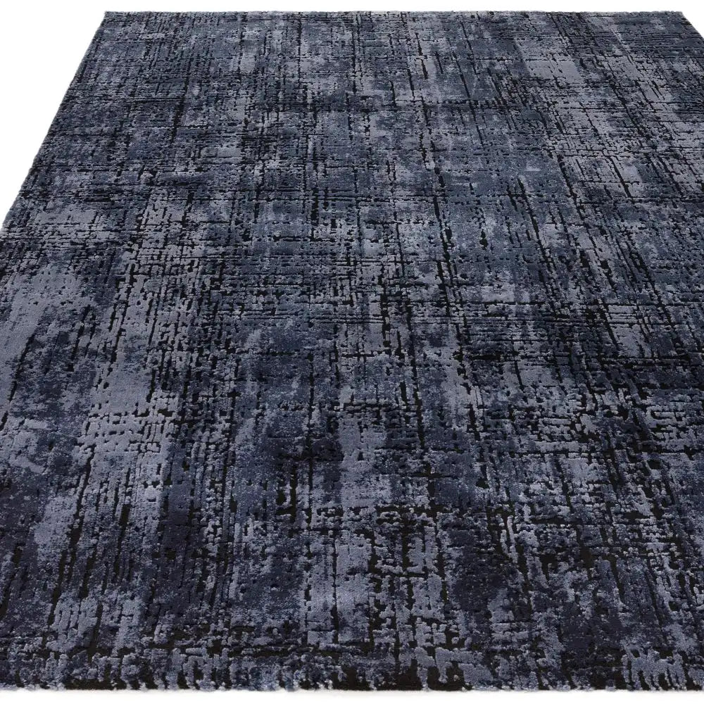 Asiatic kuza abstract navy Blue, Navy Living Room  Rug.