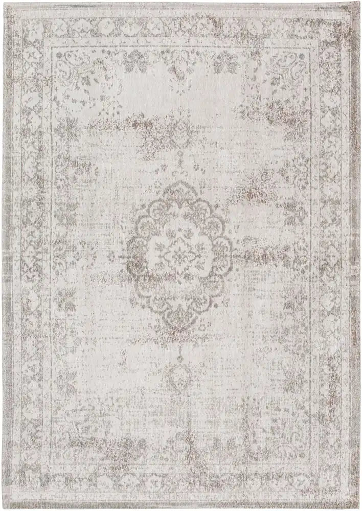 Louis de Poortere fading world medallion 8383 salt and pepper Ivory Living Room Flat Weave Rug.