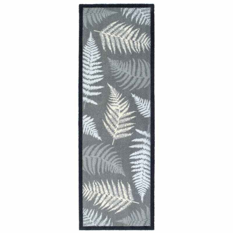 Leaves 2 Washable Anti Slip Doormat in Grey