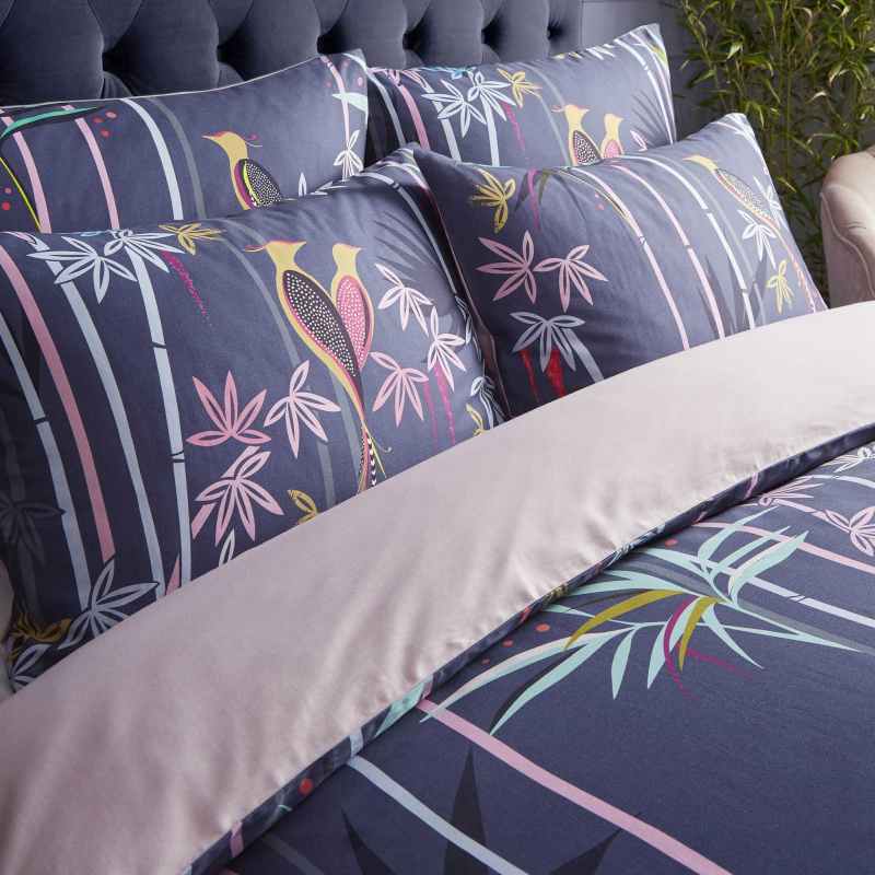 Linear Bamboo Bedding Duvet Cover and Pillowcase By Sara Miller in Blue