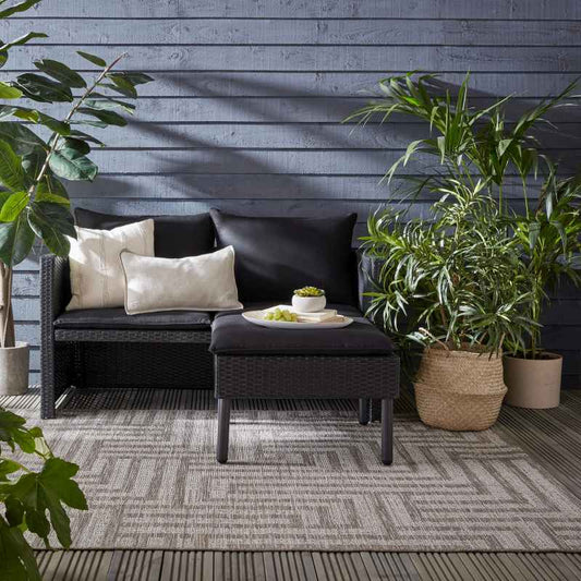 Lipari Salerno Outdoor Indoor Flatweave Rug in Grey