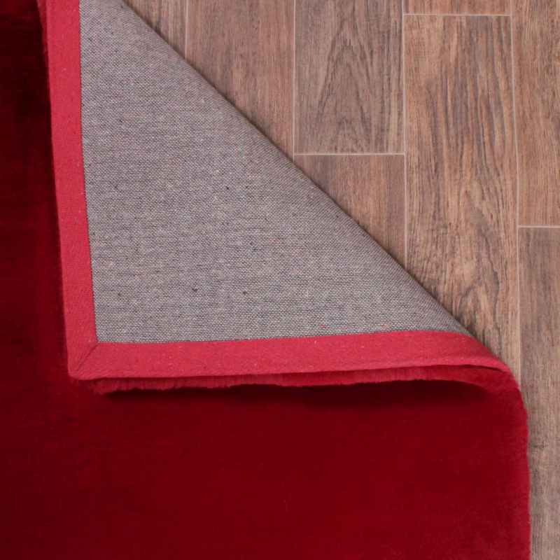 Luxe Faux Fur Modern Plain Rug in Red