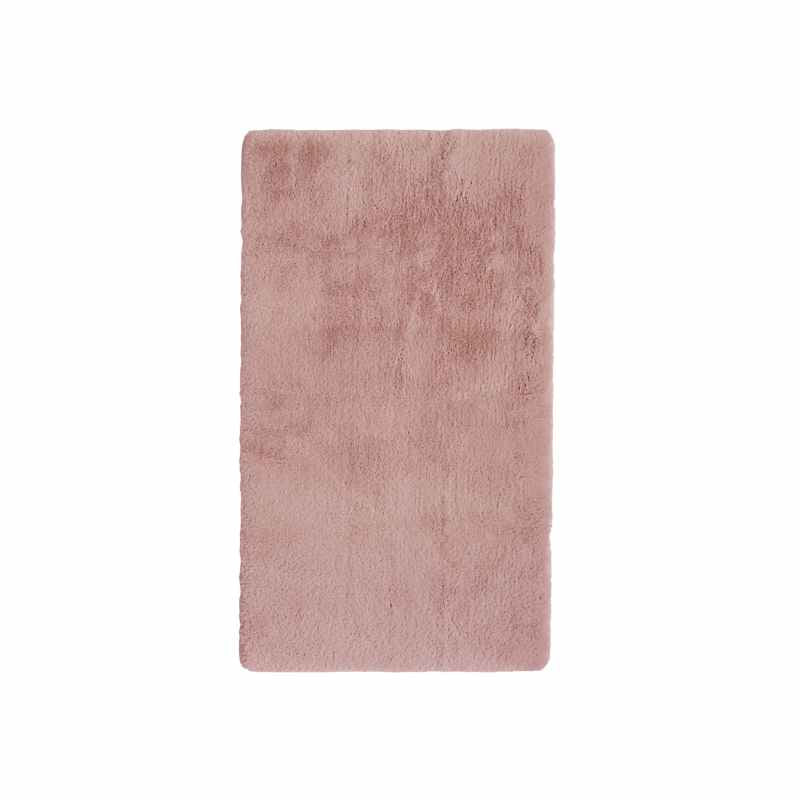 Luxury Faux Fur Plain Modern Rug in Blush Pink